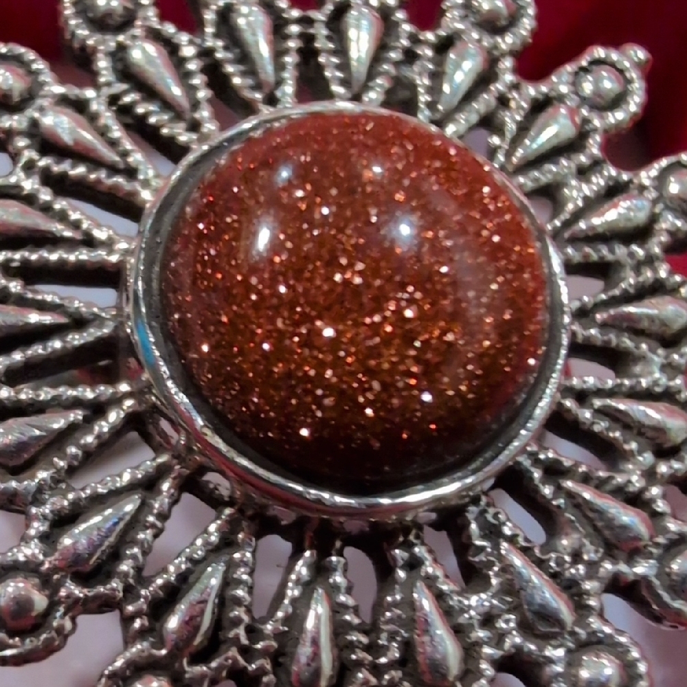 Goldstone Ring Sterling Silver - image 2